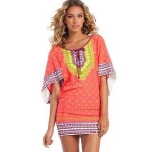 Trina Turk Seychelles Neon Tunic Swim Coverup Dress
